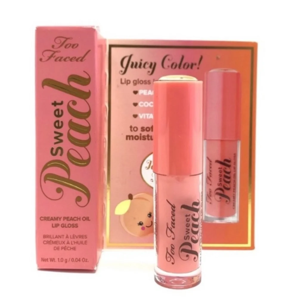 🍑Too Faced Sweet Peach Creamy Peach Oil Lip Gloss Mini🍑